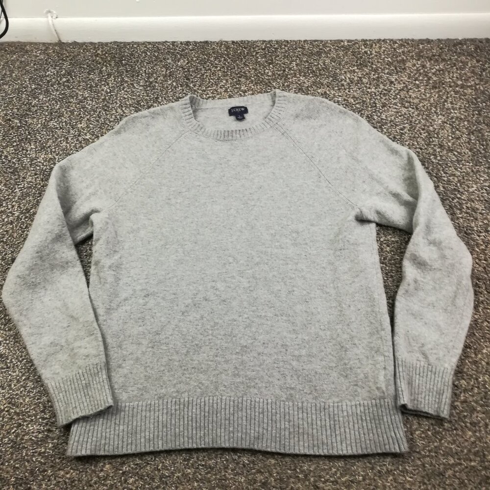2023 J Crew Sweater Supersoft Lambswool Crewneck Raglan Gray Mens Large